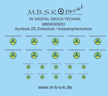 Symbole ZS -Katastrophenschutz- Premium Digitaldruck Decal MBSK009DD