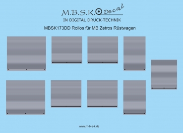 Rollos für MB Zetros Rüstwagen Basis -Herpa- Digitaldruck Decal MBSK173DD
