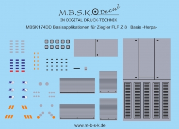 Basisapplikationen für Ziegler Z8 FLF Basis -Herpa- Digitaldruck Decal MBSK174DD