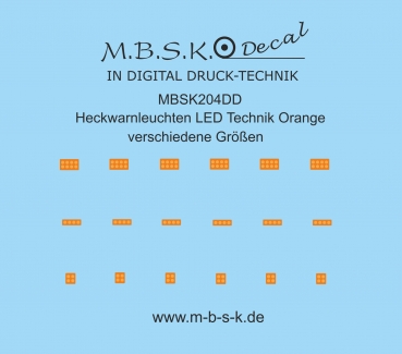 Heckwarnleuchten ect. LED Technik Orange verschiedene Größen Premium Digitaldruck Decal MBSK204DD