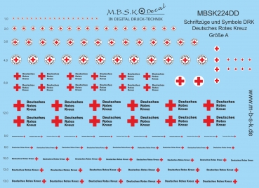 Schriftzüge-Symbole Deutsches Rotes Kreuz -DRK- Größe A Premium Digitaldruck Decal MBSK224DD