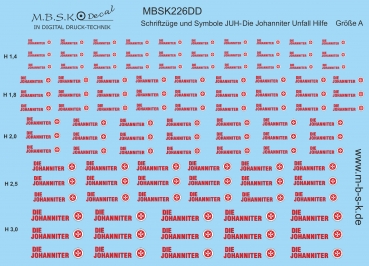 Schriftzüge-Symbole Die Johanniter Unfall Hilfe -JUH- Größe A Premium Digitaldruck Decal MBSK226DD