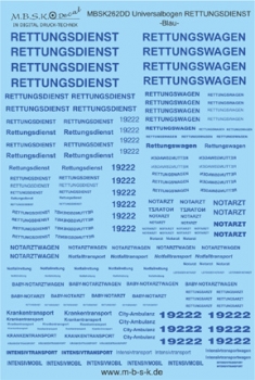 Universalbogen Rettungsdienst -Blau- Premium Digitaldruck Decal  MBSK262DD