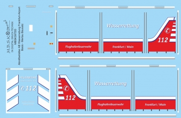 Decalsatz für Abrollbeälter AB Wasserrettung Frankfurt Airport -Basis - Merlau Bausatz Premium Digitaldruck Decal MBSK397DD