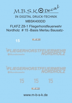 Beschriftung für FLKFZ Z8-1 Nordholz 15 -Basis Merlau- Premium Digitaldruck Decal MBSK400DD