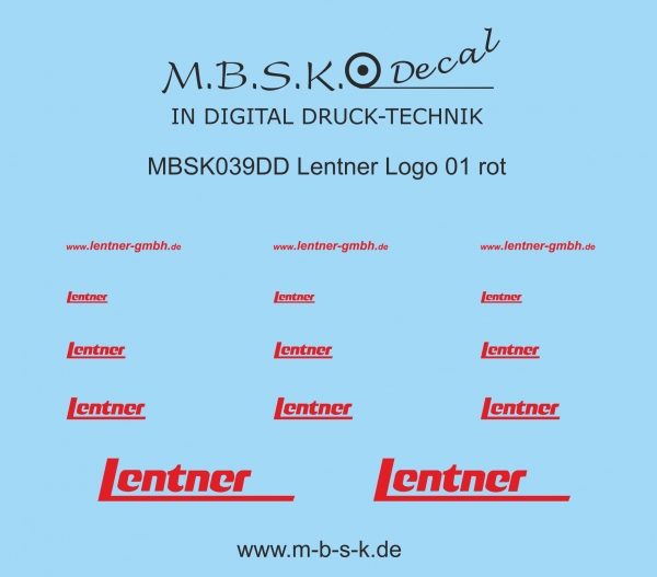 Lentner Logo 01 -Rot- Premium Digitaldruck Decal MBSK039DD