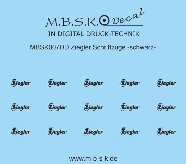 Ziegler Schriftzüge -schwarz- Premium Digitaldruck Decal MBSK007DD