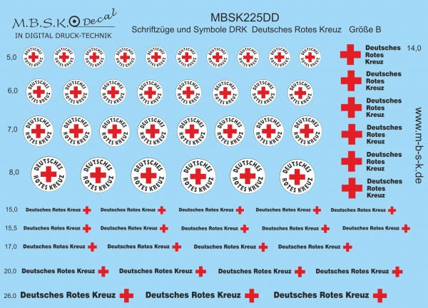 Schriftzüge-Symbole Deutsches Rotes Kreuz -DRK- Größe B Premium Digitaldruck Decal MBSK225DD