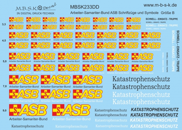 Schriftzüge-Symbole Arbeiter Samariter Bund -ASB- Größe B Premium Digitaldruck Decal MBSK233DD