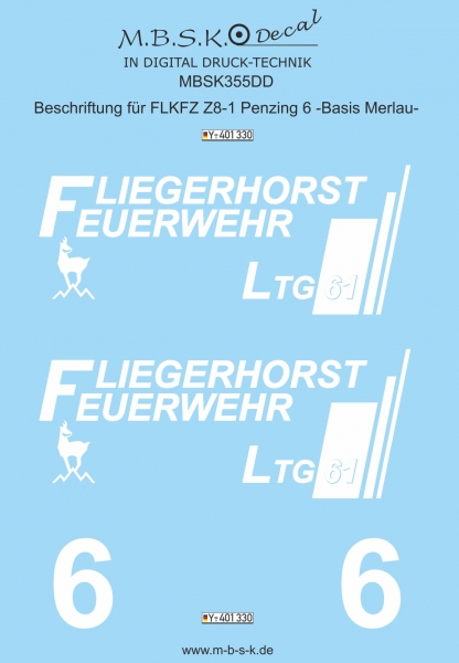 Beschriftung für FLKFZ Z8-1 Penzing 6 -Basis Merlau- Premium Digitaldruck Decal MBSK355DD