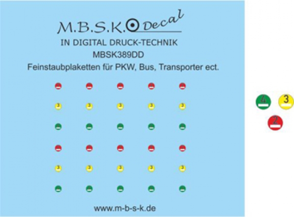 Feinstaubplaketten für PKW, Bus, Transporter ect. Premium Digitaldruck Decal MBSK389DD