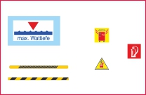 Symbole, Warnschilder, Kennzeichnungen