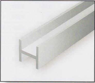 Polystyrol H-Profil -weiß- 1,50 mm x 3,50 mm - Länge 356mm 4 Stück EV-281