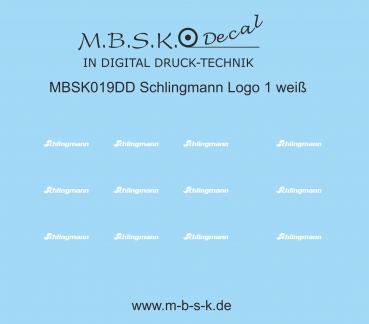 Schlingmann Logo 01 -Weiß- Premium Digitaldruck Decal MBSK019DD