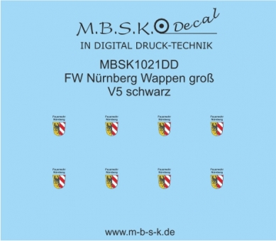 Wappen Feuerwehr Nürnberg groß -schwarz- MBSK1021DD
