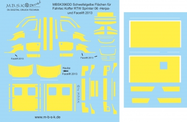 Schwefelgelb (RAL1016) Flächen für Fahrtec Koffer Klapptür RTW Sprinter 06 und Facelift 2013 -Herpa- MBSK396DD-2