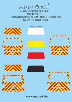 VW T 6 Heckwarnmarkierug DIN 14502-3 Hellgelb - Rot MBSK519DD