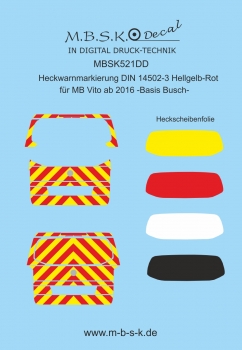 MB Vito ab 2016 -Basis Busch-Heckwarnmarkierug DIN 14502-3 Hellgelb - Rot MBSK521DD