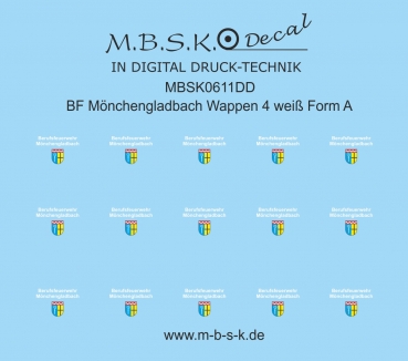 BF Mönchengladbach Wappen 4 weiß Form A MBSK611DD