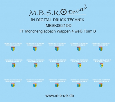 FF Mönchengladbach Wappen 4 weiß Form B MBSK621DD
