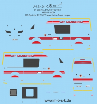 Beschriftung für ELW 1 MB Sprinter Katastrophemschutz ATF Mannheim Premium Digitaldruck Decal MBSK718DD