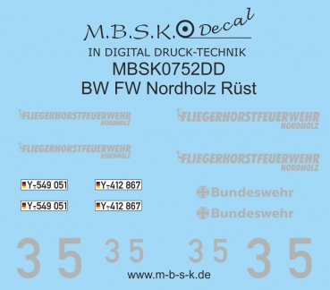 Beschriftung für BW FW Nordholz MAN TG M 4x4 Geräterüstfahrzeug Basis Arsenal M MBSK752DD