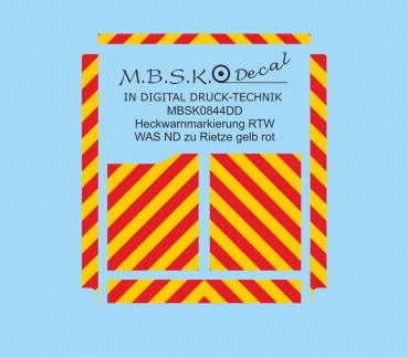 Heckwarnmarkierung RTW WAS ND zu Rietze gelb / rot MBSK844DD