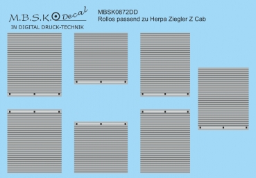Rollos passend zu Herpa Ziegler Z Cab und Teile Service Modelle 085731,085762,085779