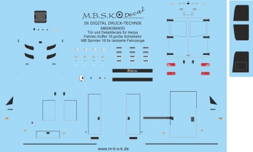 Tür und Detaildecals für Herpa Fahrtec Koffer 18 große Schiebetür MB Sprinter 18 lackierte Fahrzeuge MBSK884DD