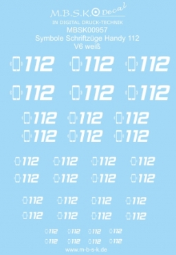 Symbole Schriftzüge Handy 112 V6 -weiß- MBSK957DD
