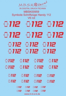 Symbole Schriftzüge Handy 112 V6 -rot- MBSK959DD