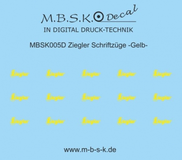 Ziegler Schriftzüge -gelb- Premium Digitaldruck Decal MBSK005DD