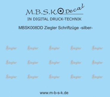 Ziegler Schriftzüge -silber- Digital Druck Decal MBSK008DD