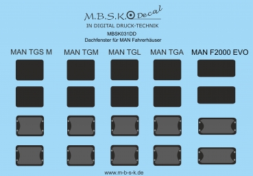 Dachfenster für MAN TGS-M, TGM, TGL, TGA und F2000 EVO Digitaldruck Decal MBSK031DD