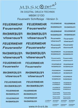 Feuerwehr Schriftzüge Version 3 -Schwarz- Premium Digitaldruck Decal MBSK121DD