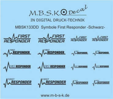 First Responder Schriftzüge -Schwarz- Premium Digitaldruck Decal MBSK133DD