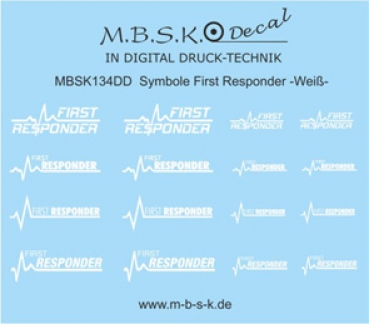 First Responder Schriftzüge -Weiß- Premium Digitaldruck Decal MBSK134DD