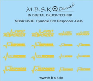 First Responder Schriftzüge -Gelb- Premium Digitaldruck Decal MBSK135DD