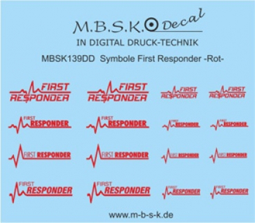 First Responder Schriftzüge -Rot- Premium Digitaldruck Decal MBSK139DD