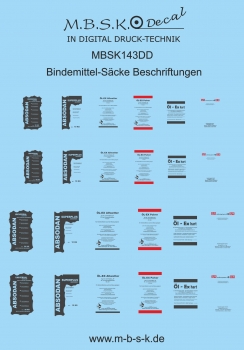 Bindemittel-Säcke Beschriftungen Premium Digitaldruck Decal MBSK143DD