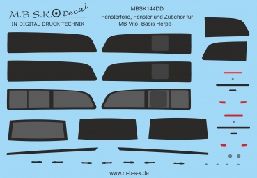 Fensterfolien, Fenster und Zubehör für MB Vito 2010 -Basis Herpa- Digitaldruck Decal MBSK144DD