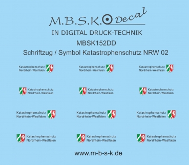 Schriftzug-Symbol Katastrophenschutz NRW 02 -Schrift schwarz- Premium Digitaldruck Decal MBSK152DD