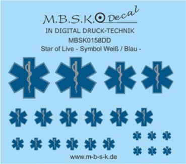 Star of Live Symbol Blau/Weiß Premium Digitaldruck Decal MBSK158DD