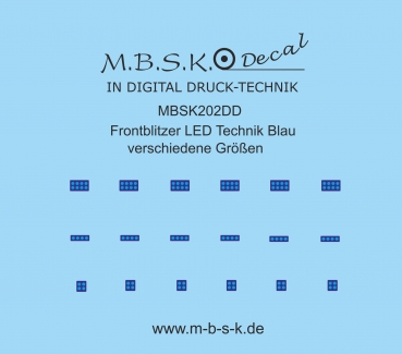 Frontblitzer LED Technik Blau verschiedene Größen Premium Digitaldruck Decal MBSK202DD