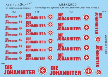 Schriftzüge-Symbole Die Johanniter Unfall Hilfe -JUH- Größe B Premium Digitaldruck Decal MBSK227DD