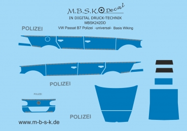 Decals für VW Passat B7 Polizei Universal -Basis Wiking- Digitaldruck Decal MBSK242DD