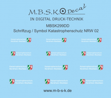 Schriftzug-Symbol Katastrophenschutz NRW 02 -Schrift weiß- Premium Digitaldruck Decal MBSK299DD