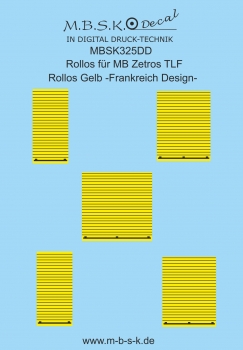Rollos -Gelb- Frankreich Design für MB Zetros TLF Basis -Herpa- Premium Digitaldruck Decal MBSK325DD