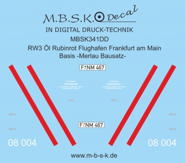 Decalsatz für RW3 Öl Rubinrot Frankfurt am Main Merlau Bausatz Premium Digitaldruck Decal MBSK341DD