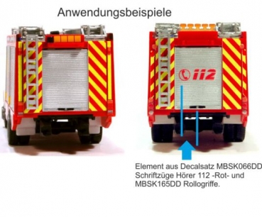 Heckwarnmakierungen DIN 14502-3 Hellgelb-Rot LF16 Basis -Herpa- Premium Digitaldruck MBSK377DD
